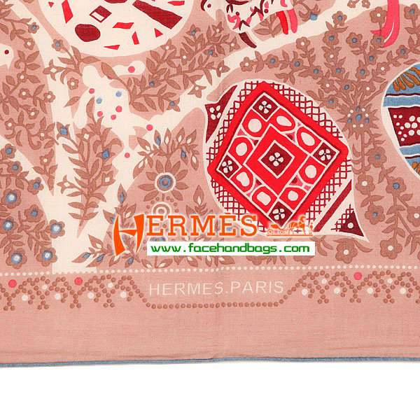 Hermes Cashmere Square Scarf Apricot HECASS 140 x 140 - Click Image to Close